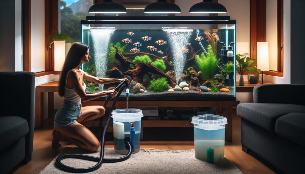 Performing A Water Change In A Home Live Fish Tank